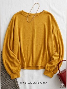 H&M Mustard Yellow Cropped Textured Heavy Jersey Top S - EUC